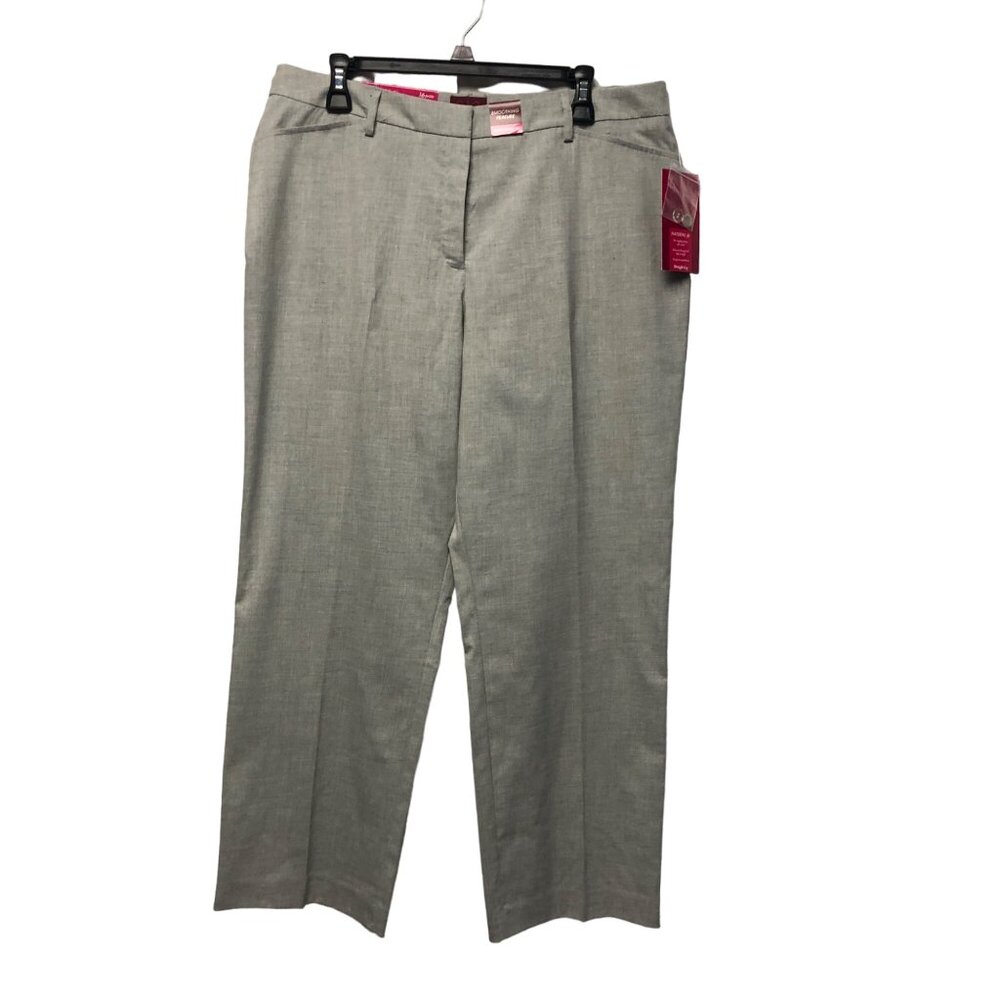 212 Collection Straight Leg Pants Womens Size 16 Petite Light Gray Trousers NEW